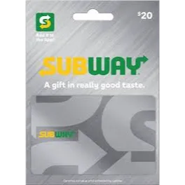 $80.00 USD  SUBWAY GIFT CARD --- AUTO DELIVERY ( CODE SAFETY Can keep use for in later )