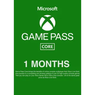 1MONTH Xbox Game Pass CORE -- AUTODELIVERY -- Can use for old , new account , No stackable