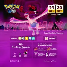  Limited Slots–10 x  DYNAMAX LUGIA BATTLES  - Nov 29 → Nov 30, 2025- Chance for Shiny Dynamax Lugia Android + iOS supported !