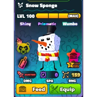 SPONGEBOB TOWER DEFENSE - SNOW SPONGEBOB - SHINY WUMBO - 5 STARS - LEVEL 100