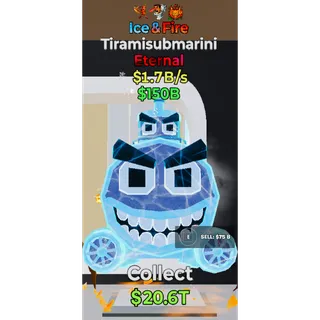 Fortnite Steal The Brainrot Ice & Fire Tiramisubmarini 3 traits 1.7B/s