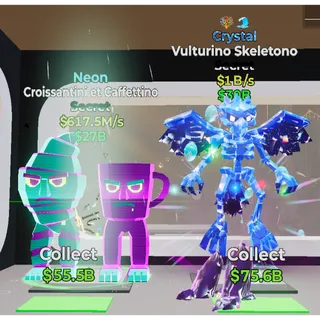 Fortnite Steal The Brainrot Crystal Vulturino Skeletono 1B/s + Neon Croissantini et Caffettino Bundle