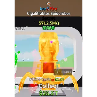 Fortnite Steal The Brainrot Ice & Fire Gigalitraktos Spidorobos 1 trait