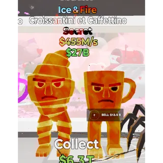 Fortnite Steal The Brainrot Ice & Fire Croissantini et Caffettino 455B/s