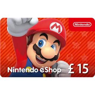 £15.00 Nintendo eShop UK GBP Gift card wallet voucher digital code