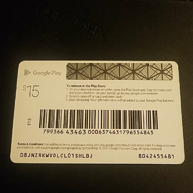 $15.00 Google Play Card - Google Play Gift Cards (New ...