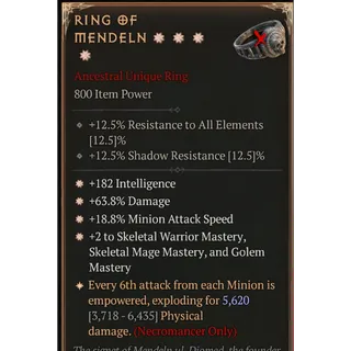 ✨DIABLO 4💥S6💥4ga ring of mendeln💥max aspect💥inst.deliver