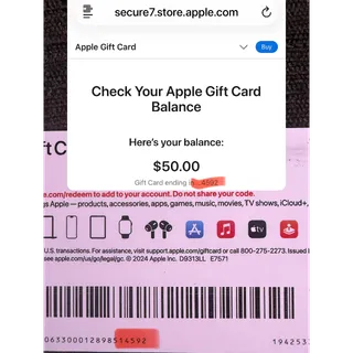 $50.00 USD Apple Gift Card *Instant auto delivery NO Delay*