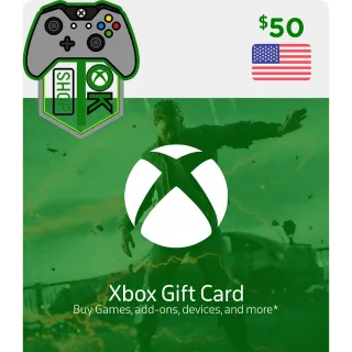 $50.00 USD Xbox Gift Card