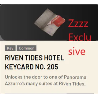🟢Riven Tides Hotel Keycard No. 205*10 ARC Raiders
