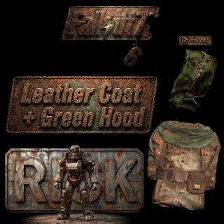 Leather Coat+Green Hood