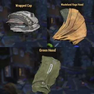 Wrapped Cap, Wasteland Rags Hood,Green Hood