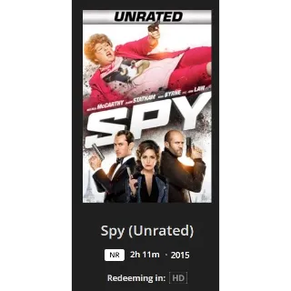 Spy (Unrated) 2015 HD MA Movies Anywhere Digital Redeem U.S. US