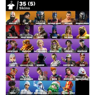 [PC/PSN/XBOX] 35 SKINS 🔥 KRATOS + OPTIMUS PRIME + SOLID SNAKE + 500 VB 🔥FULL ACCESS