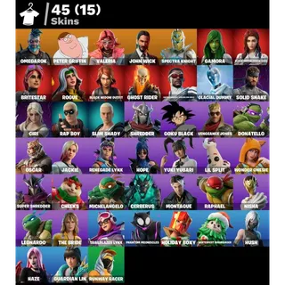 [PC/PSN/XBOX] 45 SKINS 🔥 JOHN WICK + GOKU BLACK + GAMORA + BLACK WIDOW + PETER GRIFFIN 🔥 FULL ACCESS