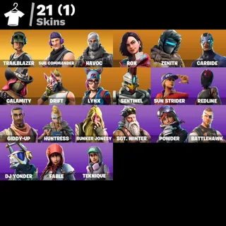 [PC/PSN/XBOX] 21 SKINS 🔥 HAVOC + SUB COMMANDER + TRAILBLAZER + DRIFT + LYNX 💰 950 V-Bucks 🔥 FULL ACCESS