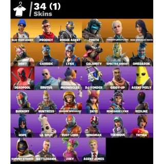 [PC/PSN/XBOX] 34 SKINS 🔥 BLUE TEAM LEADER • PRODIGY • ROGUE AGENT • LYNX • DRIFT • 200 V-BUCKS 🔥 FULL ACCESS