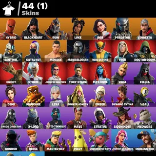 [PC/PSN/XBOX] 44 SKINS 🔥 WOLVERINE + MANDALORIAN + PREDATOR + THOR + HYBRID 💰 1,900 V-Bucks 🔥 FULL ACCESS