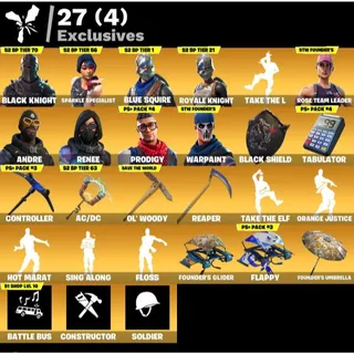 [PC/XBOX/NINTENDO] 115 SKINS 🔥 BLACK KNIGHT + SPARKLE SPECIALIST + TAKE THE L + AC/DC + OG STW + FLOSS 🔥 FULL ACCESS