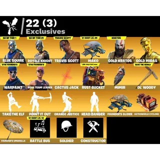  [PC/PSN/XBOX] 59 SKINS 🔥 TRAVIS SCOTT + GOLD KRATOS + GOLD MIDAS + BLUE SQUIRE + ROYALE KNIGHT 🔥 OG STW 🔥 FULL ACCESS