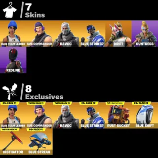 [PC/PSN/XBOX] 7 SKINS 🔥 BLUE TEAM LEADER + HAVOC + SUB COMMANDER + DRIFT 💰 550 VB 🔥 FULL ACCESS