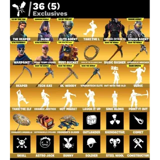 [PC/PSN/XBOX] 110 SKINS 🔥 OG STW + OMEGA STAGE 5 + GLOW + THE REAPER + ELITE AGENT | 1050 VB 🔥 FULL ACCESS