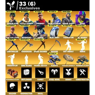 [PC/PSN/XBOX] 67 SKINS 🔥 OG STW (Limited Edition) + ROYALE BOMBER + ROGUE AGENT + OMEGA + 33 EXCLUSIVES 🔥 FULL ACCESS