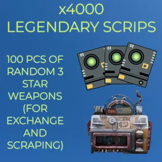 Legendary Scrips x4000 (100 random 3 star weapons)