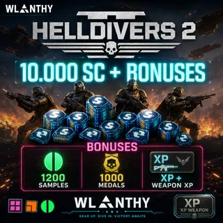 HELLDIVERS 2 // 💵10000 Super Credits💸 + 🎖️1000 medals + 1200 Samples🟢🟠🟣 | ALL PLATFORM