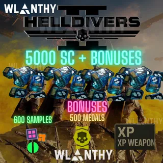 HELLDIVERS 2 // 💵5000 Super Credits💸 + 🎖️500 medals + 600 Samples🟢🟠🟣 | ALL PLATFORM