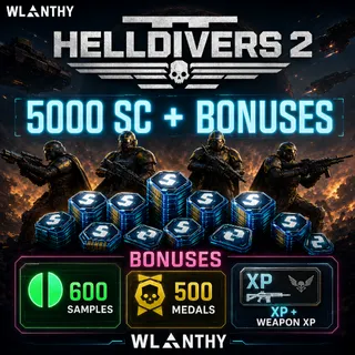 HELLDIVERS 2 // 💵5000 Super Credits💸 + 🎖️500 medals + 600 Samples🟢🟠🟣 | ALL PLATFORM