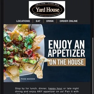 Yard House Free Appetizer Code 