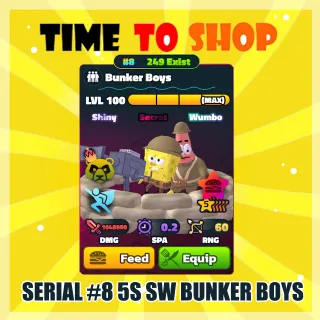 SPONGEBOB TOWER DEFENSE - BUNKER BOYS 5⭐ LVL 100/NC/PP 🌈 RAINBOW SERIAL #8 🌈