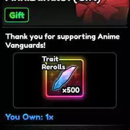 ANNIVERSARY BUNDLE 1 | ANIME VANGUARDS | 500 TRAIT REROLLS