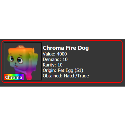 Pet Mm2 Chroma Fire Dog In Game Items Gameflip
