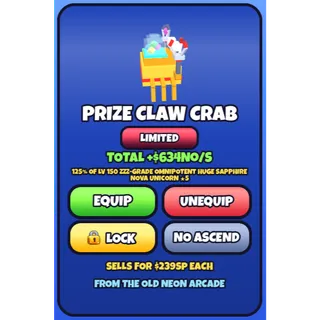 PRIZE CLAW CRAB 125% | PET DICE