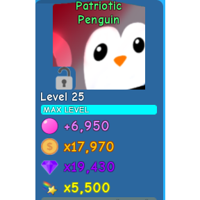 Pet 1x Patriotic Penguin 25 In Game Items Gameflip - new shiny patriotic penguin new best bubble pet rare roblox