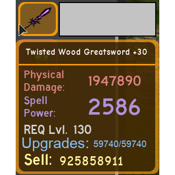 Gear Twisted Wood Greatsword In Game Items Gameflip - dungeon quest roblox legendary weapons