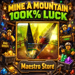 100k LUCK CRYSTAL +100.089% | MINE A MOUNTAIN | ROBLOX
