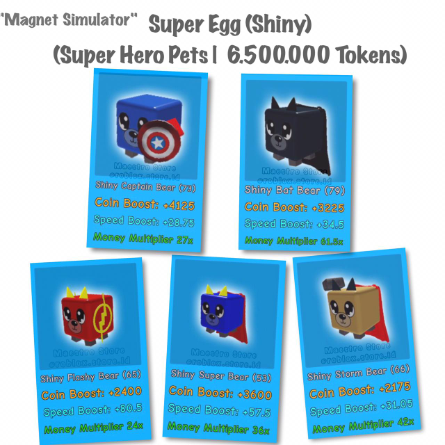Bundle 5x Super Hero Pet In Game Items Gameflip - magnetic roblox id