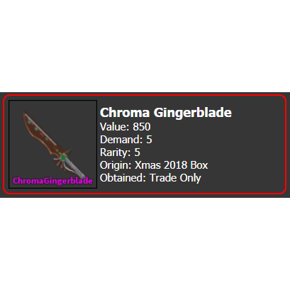 Other Mm2 Chroma Gingerblade In Game Items Gameflip - roblox murder mystery 2 mm2 chroma gingerblade godly