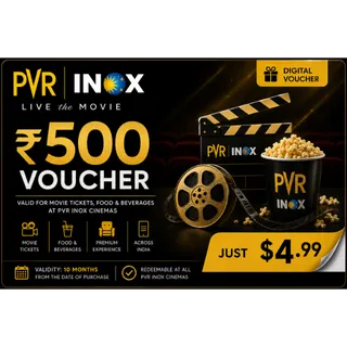 PVR INOX India ₹500 Digital Voucher – Instant Delivery – Only $4.99