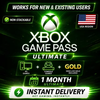 Xbox Game Pass Ultimate 1 Month Membership US Key ⚡[ 𝐈𝐍𝐒𝐓𝐀𝐍𝐓 𝐃𝐄𝐋𝐈𝐕𝐄𝐑𝐘 ]