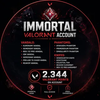 🔥 IMMORTAL VALORANT ACCOUNT – STACKED SKINS + FULL ACCESS 🔥