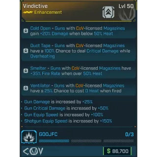 ⭐[MODDED] L50 ENHANCEMENT (COV) - 4 COV PERKS + 25% GUN DMG - 50% GUN CRIT DMG - 100% GUN EQUIP SPEED - 150% SG EQUIP SPEED⭐