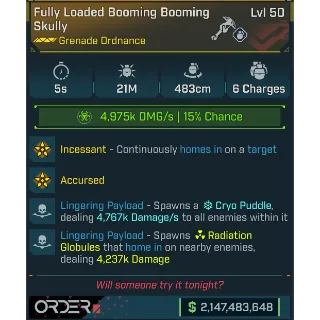  ⭐[MODDED] L50 SKULLY (HALLOWEEN EXCLUSIVE) - 21M DMG - 5s COOLDOWN - 6 CHARGES - TONS OF MODDED STATS⭐