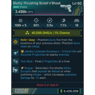 ⭐[PEARLESCENT] L60 SCOOT'N'SHOOT (RADIATION) - 3,498K DPS - 92% ACC - 7.7/s FIRE RATE - 0.5s RELOAD - 2 PROJECTILES - GYROJETS⭐