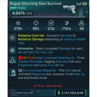 ⭐[PEARLESCENT] L60 SOUL SURVIVOR (RADIATION CONVERT) - 4,847K DPS - 99% ACCURACY - 17.9/s F.RATE - TRACKER GRENADES - COV MAG⭐