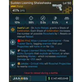 [MODDED] L50 SHALASHASKA - 417K DPS - 98% ACC - 8.1 FIRE RATE - 0.5S RELOAD - RICOCHET - STICKY GYROGETS - ATLAS DARTS