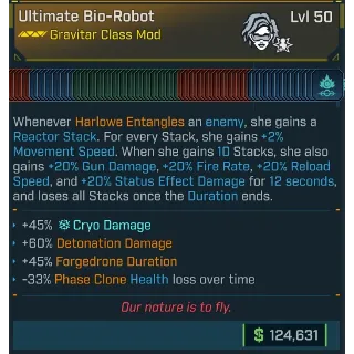 ⭐[MODDED] L50 GRAVITAR (HARLOWE) CLASS MOD - MAX ALL HARLOWE SKILLS - +12 PERKS - TONS OF MODDED STATS⭐